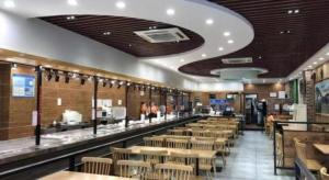 Restaurace v ubytování GreenTree Inn Shanghai Minhang Development Zone Subway Station Business Hotel