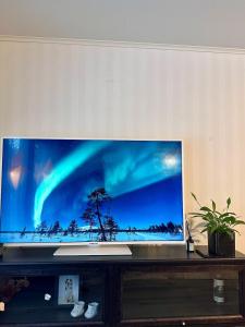 Μια τηλεόραση ή/και κέντρο ψυχαγωγίας στο Cozy 4 bedroom house with sauna