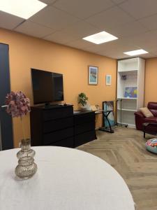 TV a/nebo společenská místnost v ubytování Chambre privée avec salle de bain