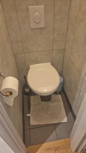 a bathroom with a toilet and a toilet paper dispenser at Blankenberge seawall in Blankenberge