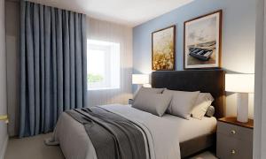 sypialnia z dużym łóżkiem i oknem w obiekcie Villa Acquarossa w mieście Acquarossa