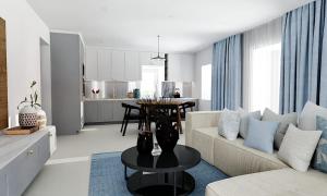 salon z kanapą i stołem w obiekcie Villa Acquarossa w mieście Acquarossa +34 zdjęcia