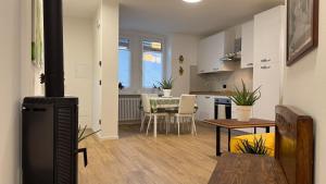 Kuchyň nebo kuchyňský kout v ubytování Appartamento moderno a Borgo Valsugana