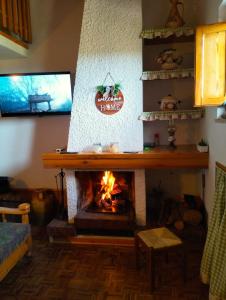 a fireplace in a living room with a fire place at Erbanova in Sila in Camigliatello Silano