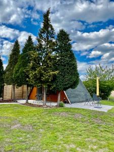 Zahrada ubytování Finnhütte Louise am Storkower See