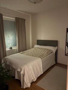 une chambre avec un lit et une fenêtre dans l'établissement Apartment, à Rovaniemi