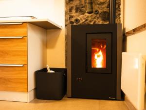 einen Kamin mit Kamin in einem Zimmer in der Unterkunft ALP BREAK 2 - Nel Borgo Storico del Ponte Romano in Aosta