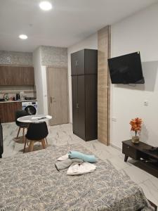 Kuchyň nebo kuchyňský kout v ubytování Gcm 3 rooms kentro κατερινη