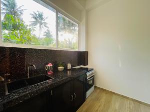 a kitchen with a sink and a window at THE ONE Villa in Weligama