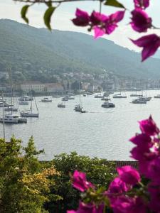 a view of a harbor with boats in the water at JASMINE DELUXE APARTMENT with super-king bed, large sun terrace and spectacular views in Vis