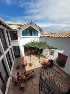 an aerial view of a house with a patio at Holis in Sucre