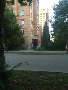 トゥーラにあるApartment Gogolevskayaのレンガ造りの建物前の空き道