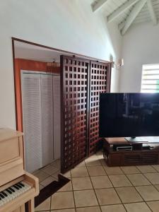 TV a/nebo společenská místnost v ubytování Villa moderne avec piscine privée à Baie-Mahault