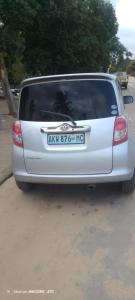 Um cachorro está sentado no banco de trás de um carro. em Izaque Taxi e Viagens em Vila Praia do Bilene