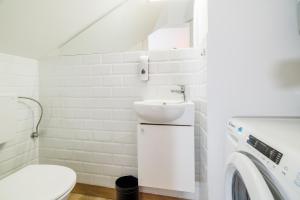 a bathroom with a sink and a washing machine at Kuca za Odmor Ena in Jadranovo +26 photos