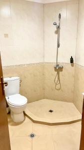 une salle de bain avec toilettes et douche dans l'établissement Хотел Елит Релакс, à Devin