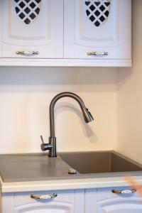 a kitchen counter with a sink in a kitchen at Apartament de închiriat Accommodation nr 12 in Suceava