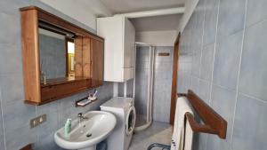 une salle de bain avec un lavabo et des toilettes dans l'établissement Incantevole appartamento ai piedi del Passo Giau, à Selva di Cadore 22 autres photos