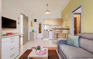 a living room with a couch and a kitchen at Villa Mir - Rovinj by Villas Guide in Štanga
