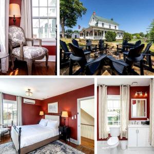 eine Collage mit Bildern eines Schlafzimmers und eines Hauses in der Unterkunft Relaxing Shenandoah Valley Stay with Scenic Views in Luray, Virginia in Luray