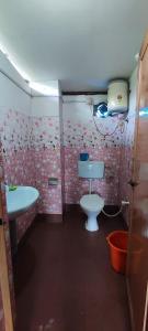 une petite salle de bain avec toilettes et lavabo dans l'établissement AALTAPORI HOMESTAY- BEST HOMESTAY in BUXA-JAYANTI, à Jayanti 35 autres photos