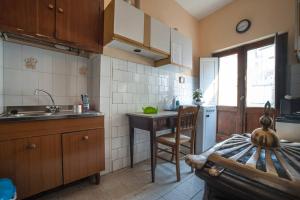 eine Küche mit Spüle und Tisch in der Unterkunft Casamuseo del Risorgimento in Lungro