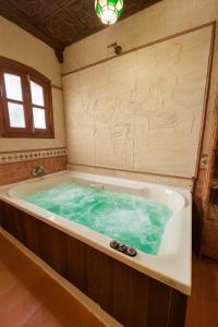 a large bath tub with green water in a bathroom at Villa Mona Private pool and barbecue in Malaga in Málaga