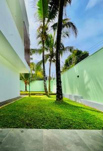 阿杭格默Casa Delora, Ahangama的一座棕榈树环绕的院子