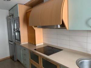 a small kitchen with a sink and a refrigerator at PISO JUNTO a PAZA MAYOR DE 3 HABITACIONES in Soria
