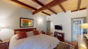 ein Schlafzimmer mit einem Bett und einem Fernseher in der Unterkunft Hacienda in Jekyll Island