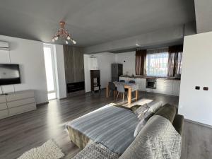 a large living room with a couch and a table at Casablanca Residence B in Cârcea