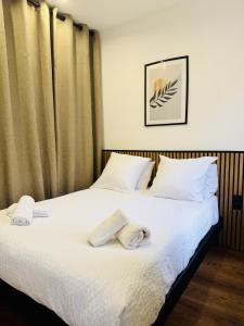 Ένα ή περισσότερα κρεβάτια σε δωμάτιο στο Les Logis d'Esmeralda-Appartements Centre Romorantin