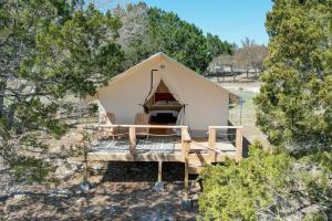an overhead view of a tent in the woods at Hill Country Escape Glamping Tent in Boerne