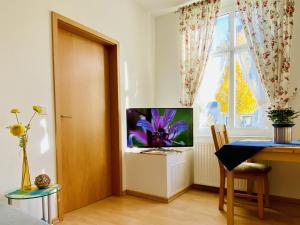 Μια τηλεόραση ή/και κέντρο ψυχαγωγίας στο Villa Fortuna Gästehaus App Rügen