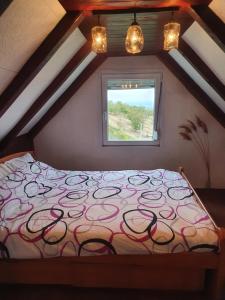 a bedroom with a bed and a window at Pure nature lovely view house in Zaklopača