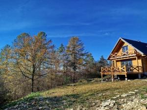 a house on a hill with trees in the background at Gruszchatka 2 in Fredropol
