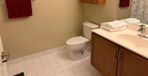 a bathroom with a toilet and a sink at Private Room and Bathroom in Revere in Revere