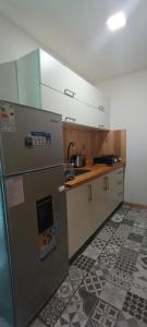 eine Küche mit Kühlschrank und Spüle in der Unterkunft Corazón de viajero in Mar del Plata