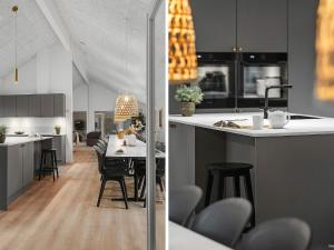 - deux vues sur une cuisine et une salle à manger dans l'établissement 5 star holiday home in Idestrup, à Bøtø By