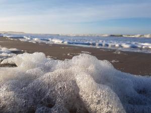 a pile of snow on a beach near the ocean at Charming Beach Retreat - By Traum Ferienwohnungen in Fjerritslev +34 photos
