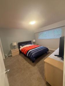 a bedroom with a bed and a television in it at The Sunshine Haven in Delta