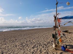 un arbre dans le sable sur une plage dans l'établissement 5 person holiday home in Harboøre, à Harboør