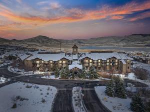 an aerial view of a resort in the snow at The Mason 1067 in Cranmer