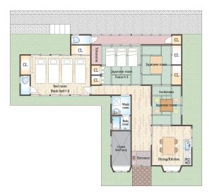 a floor plan of a building at ゲストハウス輪 高野山麓 in Hashimoto