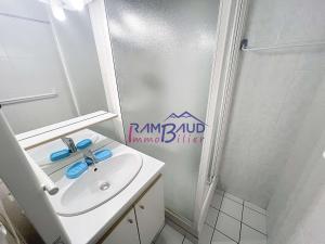 a bathroom with a sink and a shower at Studio Cabine Rénové - 4 Couchages - Centre de Valloire - FR-1-854-46 in Valloire