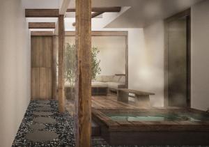 Vannituba majutusasutuses OKADOYA Osaka Kishinosato-tamade Sky Window SPA