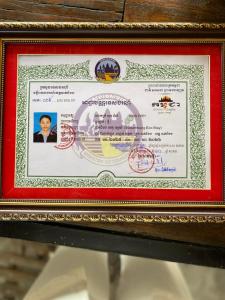 Certifikát, hodnocení, plakát nebo jiný dokument vystavený v ubytování Battambang Eco Stay &cooking class