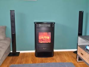 クロイツリンゲンにあるFerienhausträume Oase Bodenseeのリビングルーム(暖炉付) +45枚の写真