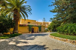a house with a palm tree and a driveway at Vila Joya in Albufeira