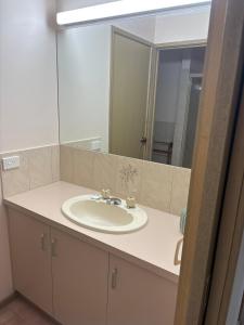 une salle de bain avec un lavabo et un miroir dans l'établissement Echucas Pawfect Accommodation - Dog Friendly, à Echuca